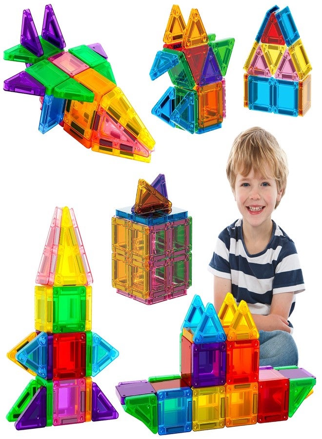 Ferthor Fun Travel Magnetic Tiles Mini，36 PCS Magnetic Blocks for Kids，Pocket-Sized Mini Magnet Tiles，Sensory & Montessori Toys for Boys & Girls 3 4 5 6 7 8+ Years Old - Image 1